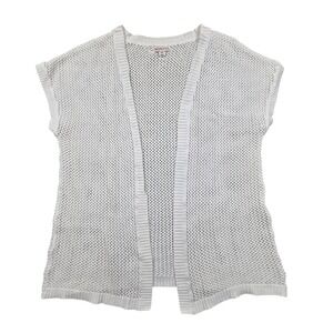 Merona‎ Womens Off White Cotton Crochet Open Front Cardigan Vest Size Small S/P
